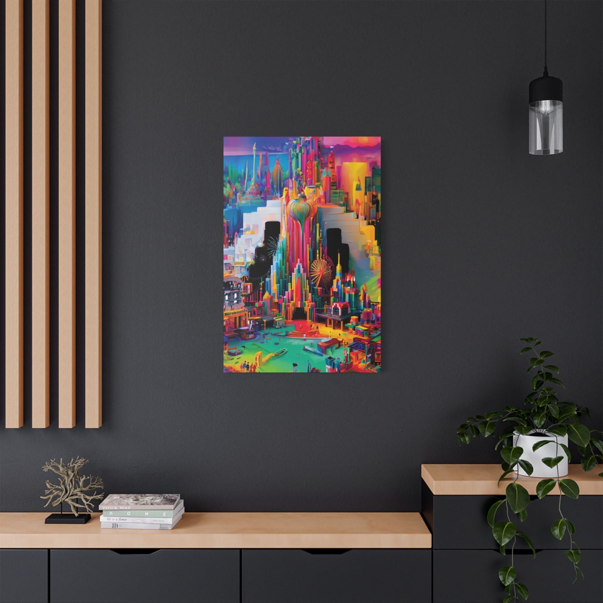 Printify Canvas Pour Metropolis Satin Canvas, Stretched, 1.5"