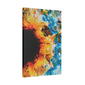 Sky Blue Sunflower Satin Canvas, Stretched