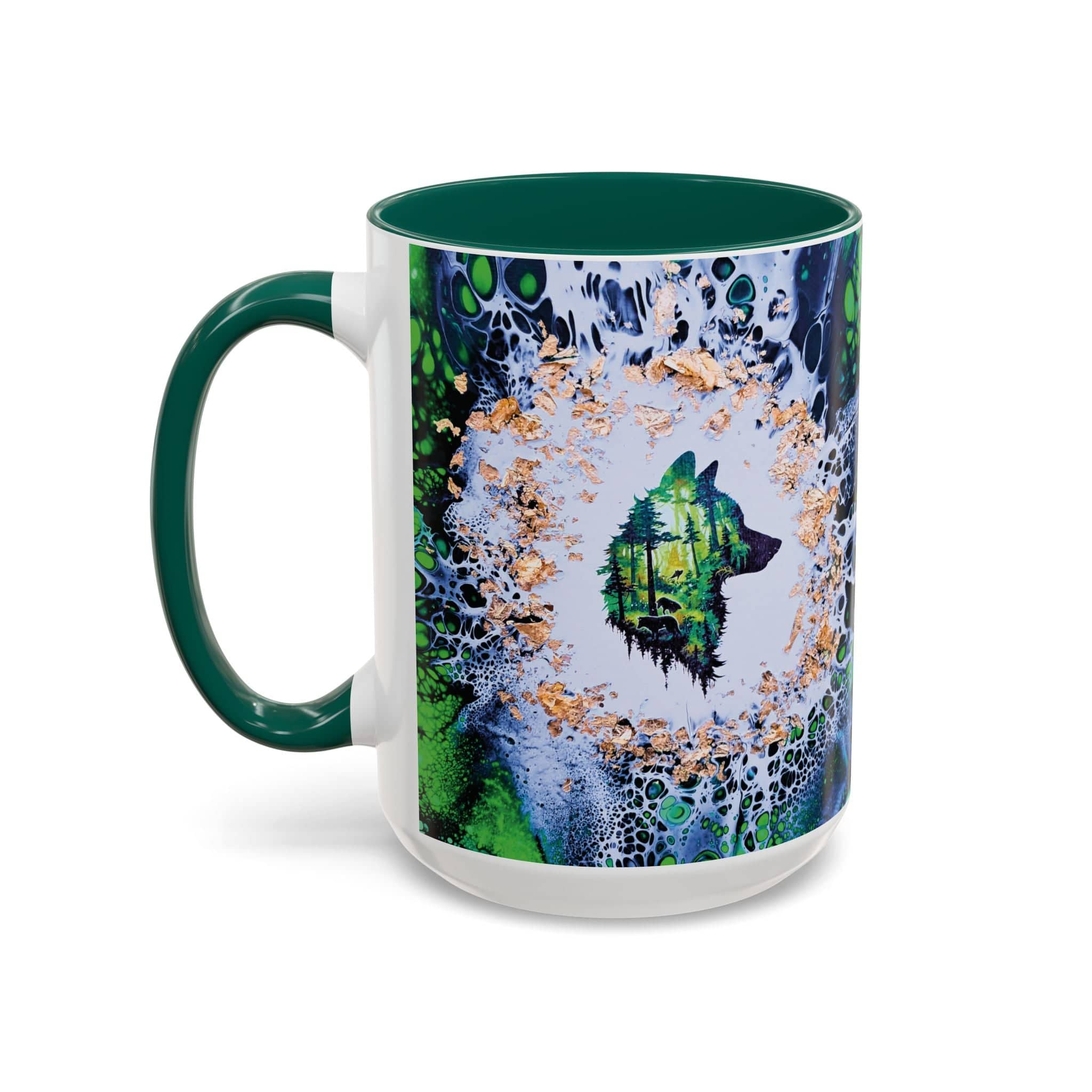 Printify Mug Wolf Woods Colorful Mug, Green (11oz, 15oz)