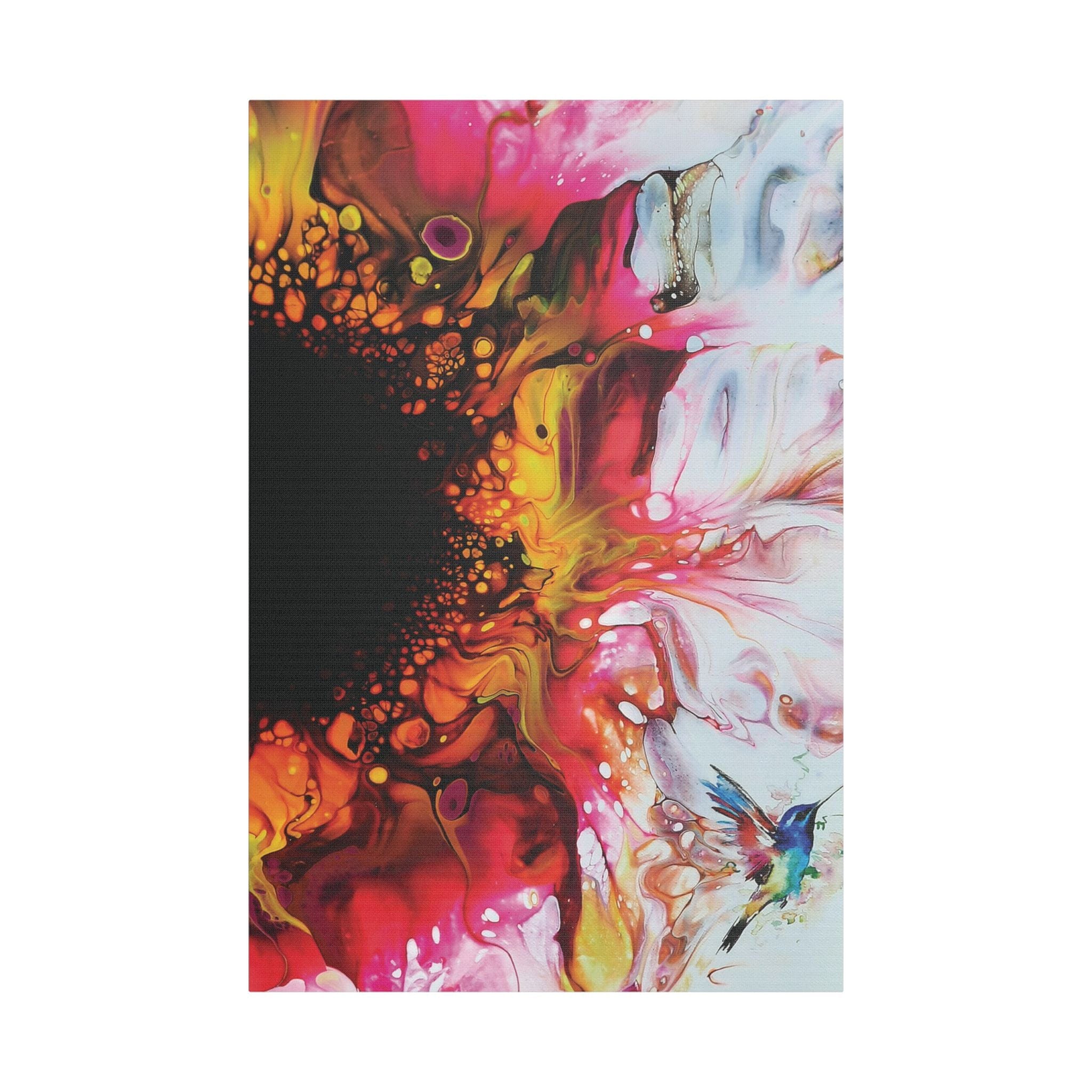 Printify Canvas 24″ x 36″ (Vertical) / 1.5" Pink Hummingbird Satin Canvas, Stretched, 1.5"