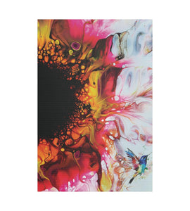 Lienzo satinado Colibrí rosa, estirado, 1,5