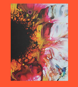Lienzo satinado Colibrí rosa, estirado, 1,5