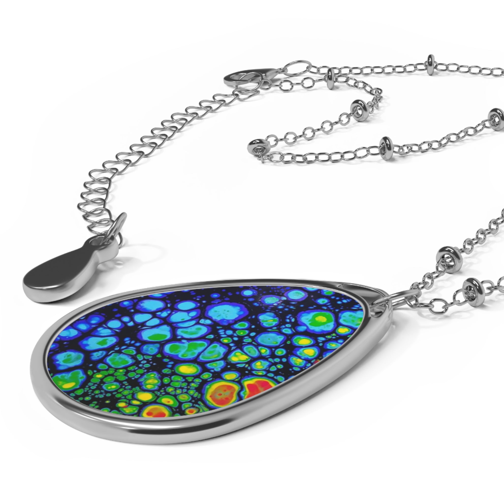 Rainbow Drip Oval Necklace