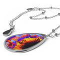 Printify Accessories One Size / Silver Lavender Flames Oval Necklace