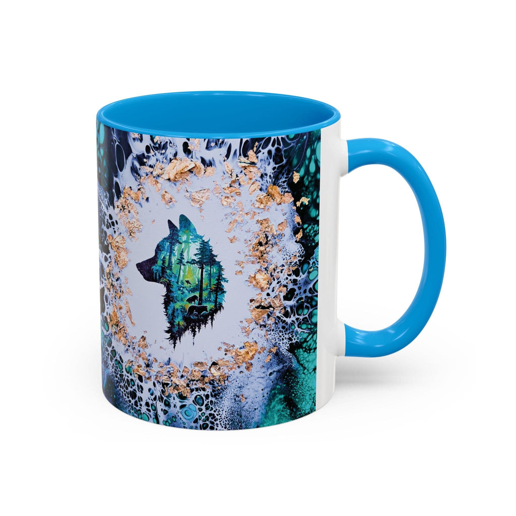 Printify Mug 11oz / Light Blue Wolf Woods Colorful Mug, Blue (11oz, 15oz)
