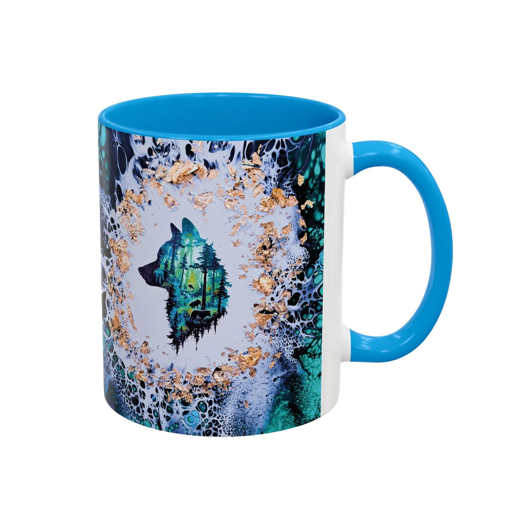 Printify Mug Wolf Woods Colorful Mug, Blue (11oz, 15oz)