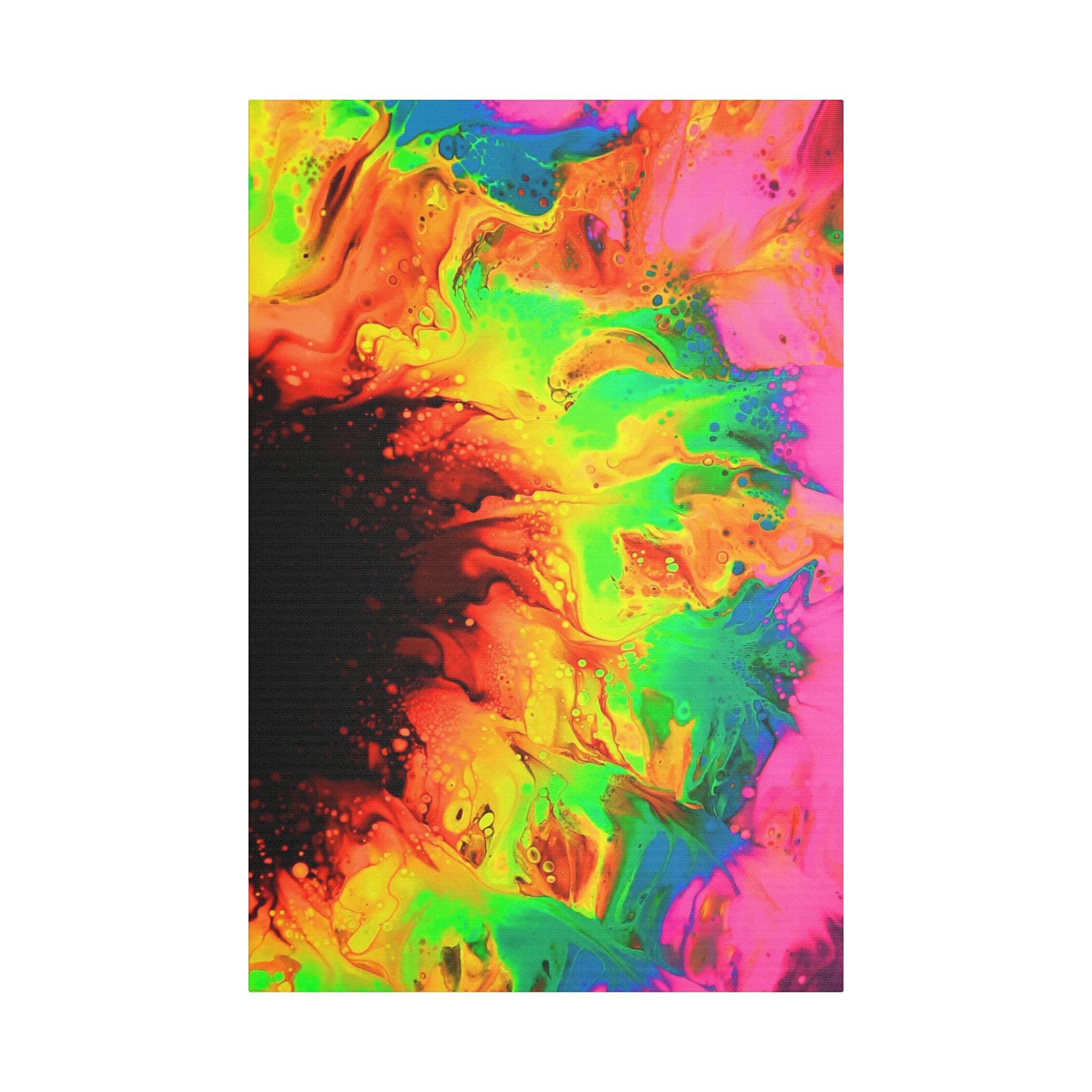 Neon Sunflower Satin Canvas, Stretched