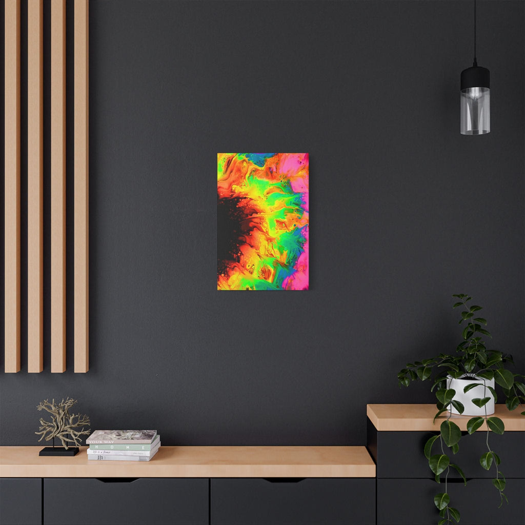 Printify Canvas Neon Sunflower Satin Canvas, Stretched