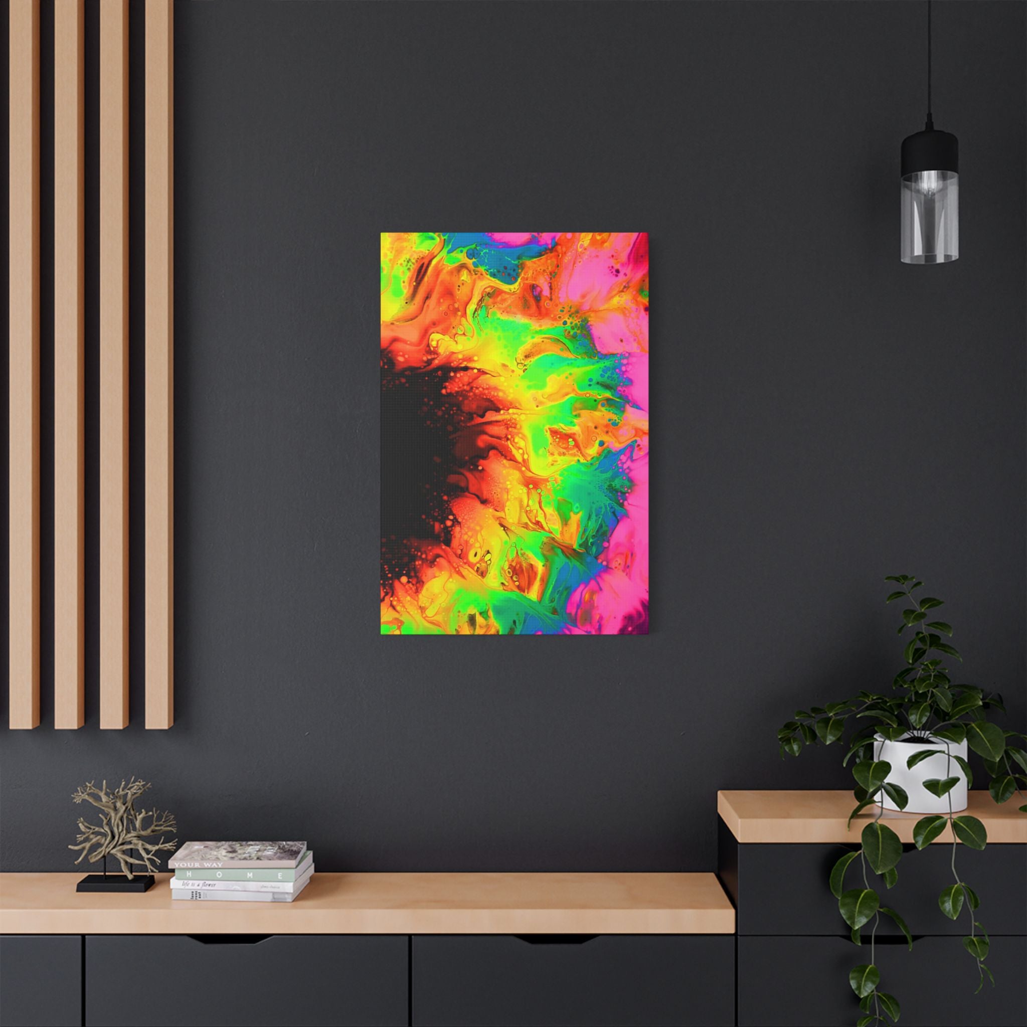 Neon Sunflower Satin Canvas, Stretched