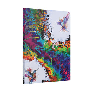 Rainbow Hummingbirds, Satin Canvas, Stretched, 1.5"