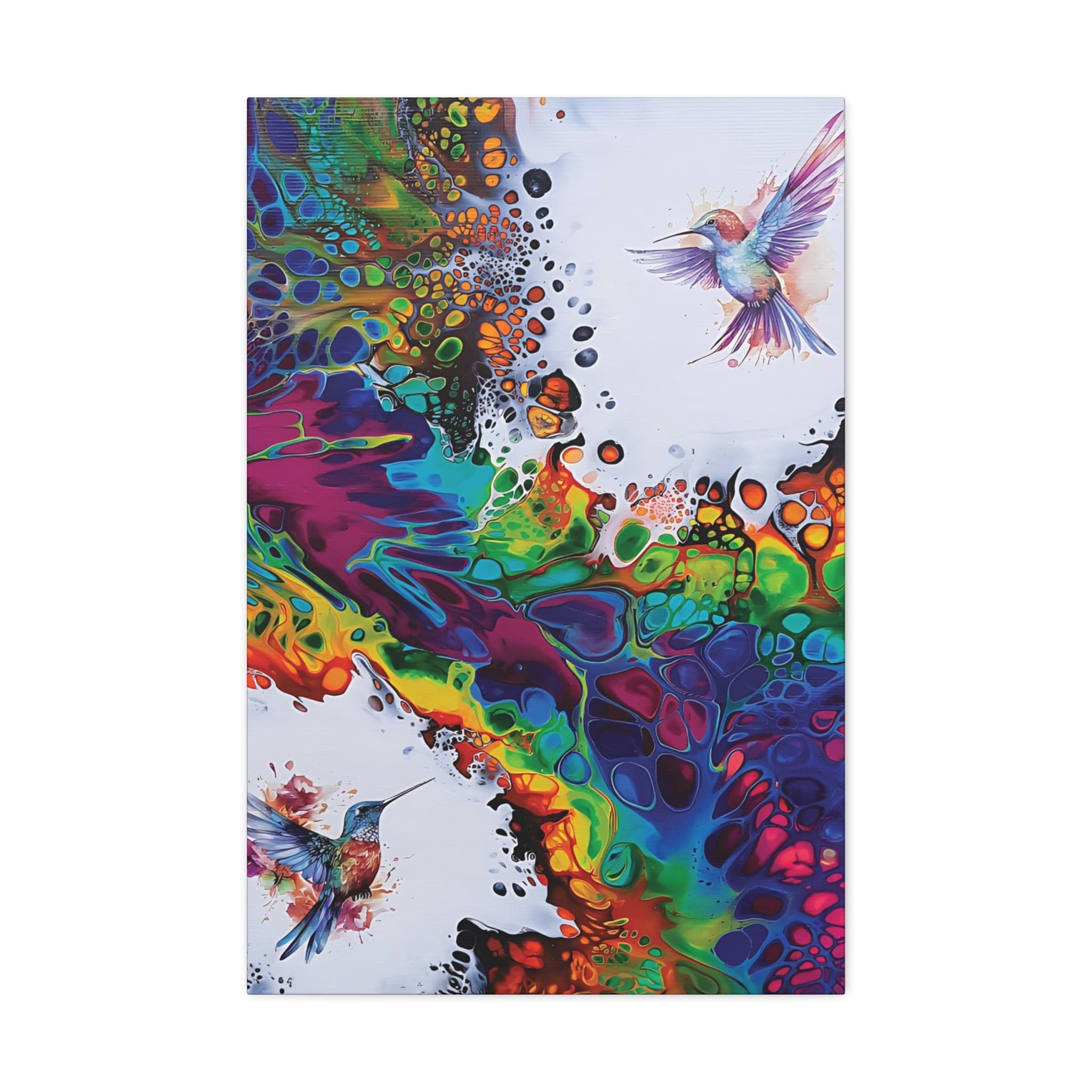 Printify Canvas Rainbow Hummingbirds, Satin Canvas, Stretched, 1.5"