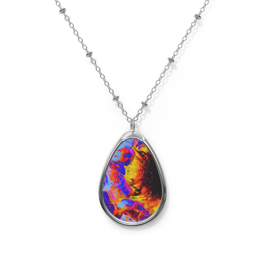 Printify Accessories One Size / Silver Lavender Flames Oval Necklace