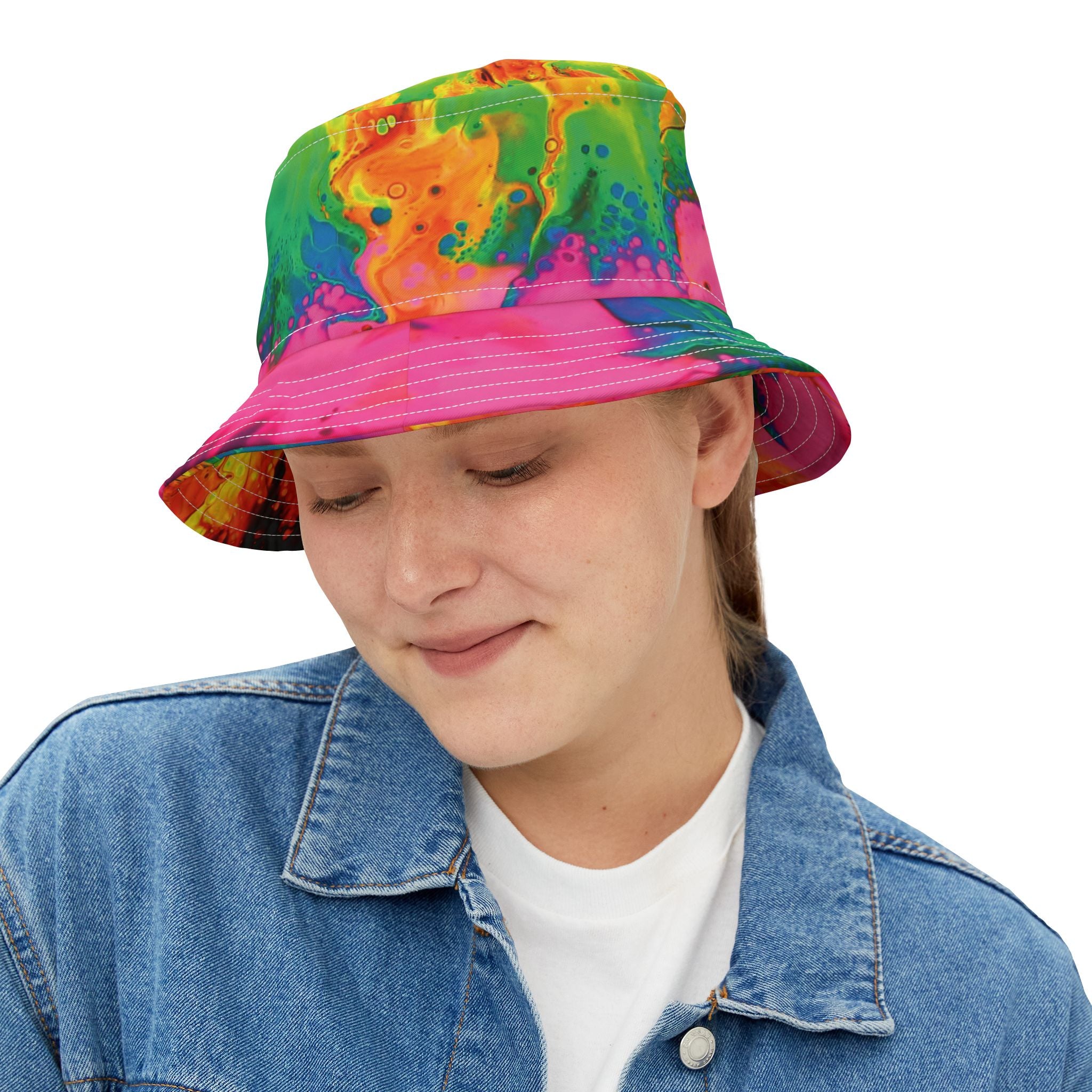 Printify Hats Neon Flower Bucket Hat (AOP)