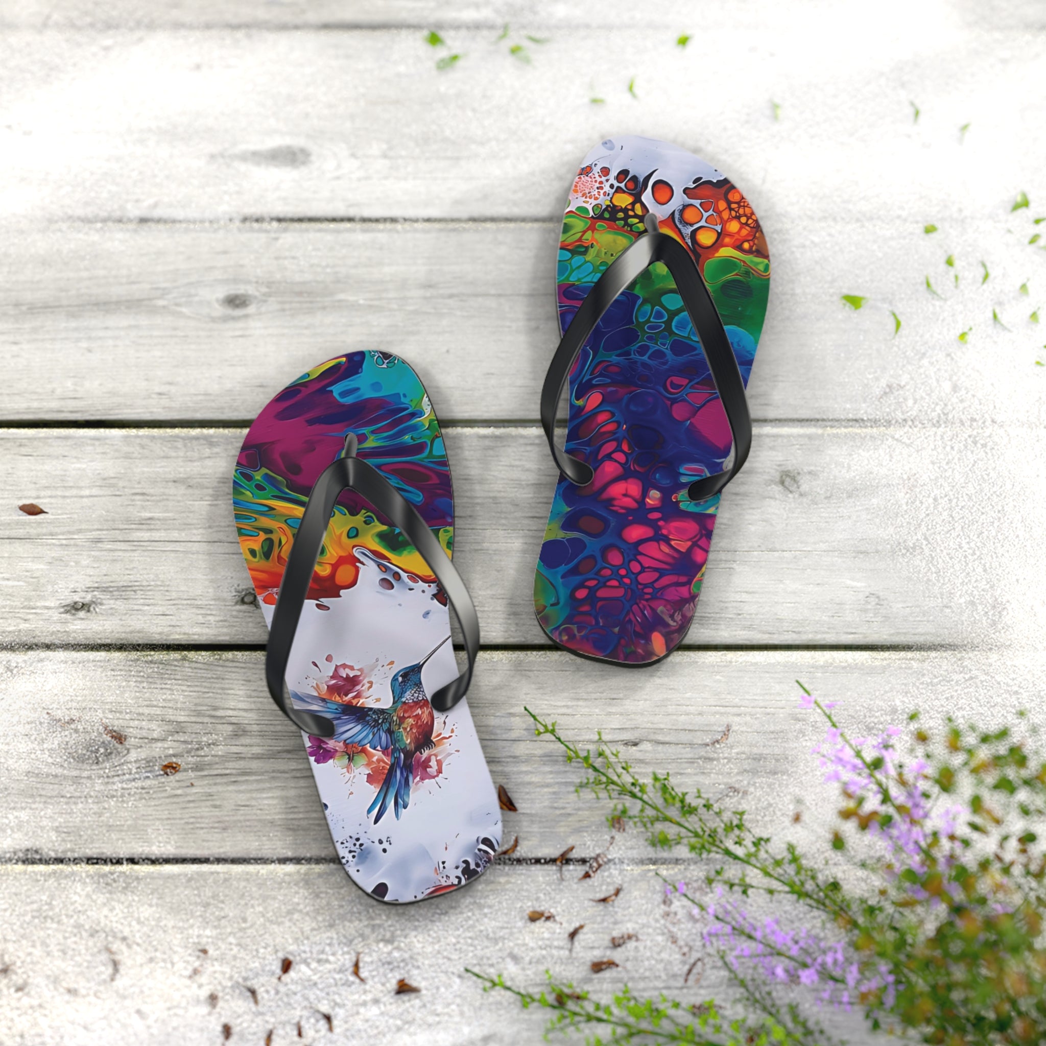 Rainbow Hummingbird Flip Flops