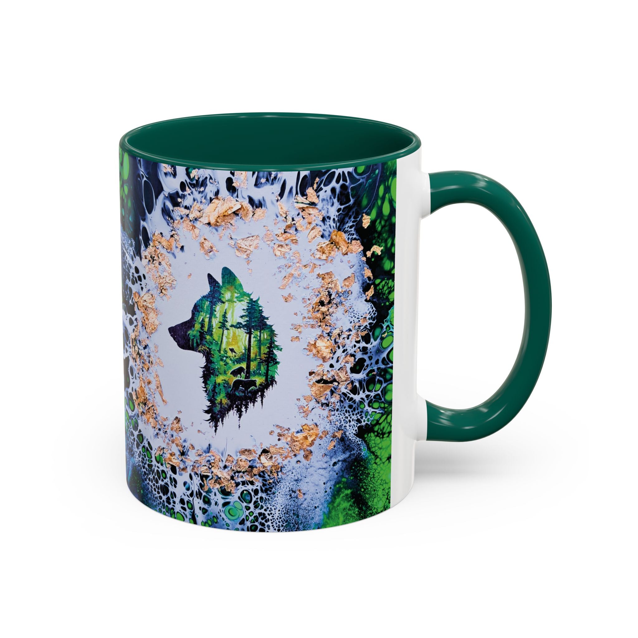 Printify Mug 11oz / Green Wolf Woods Colorful Mug, Green (11oz, 15oz)