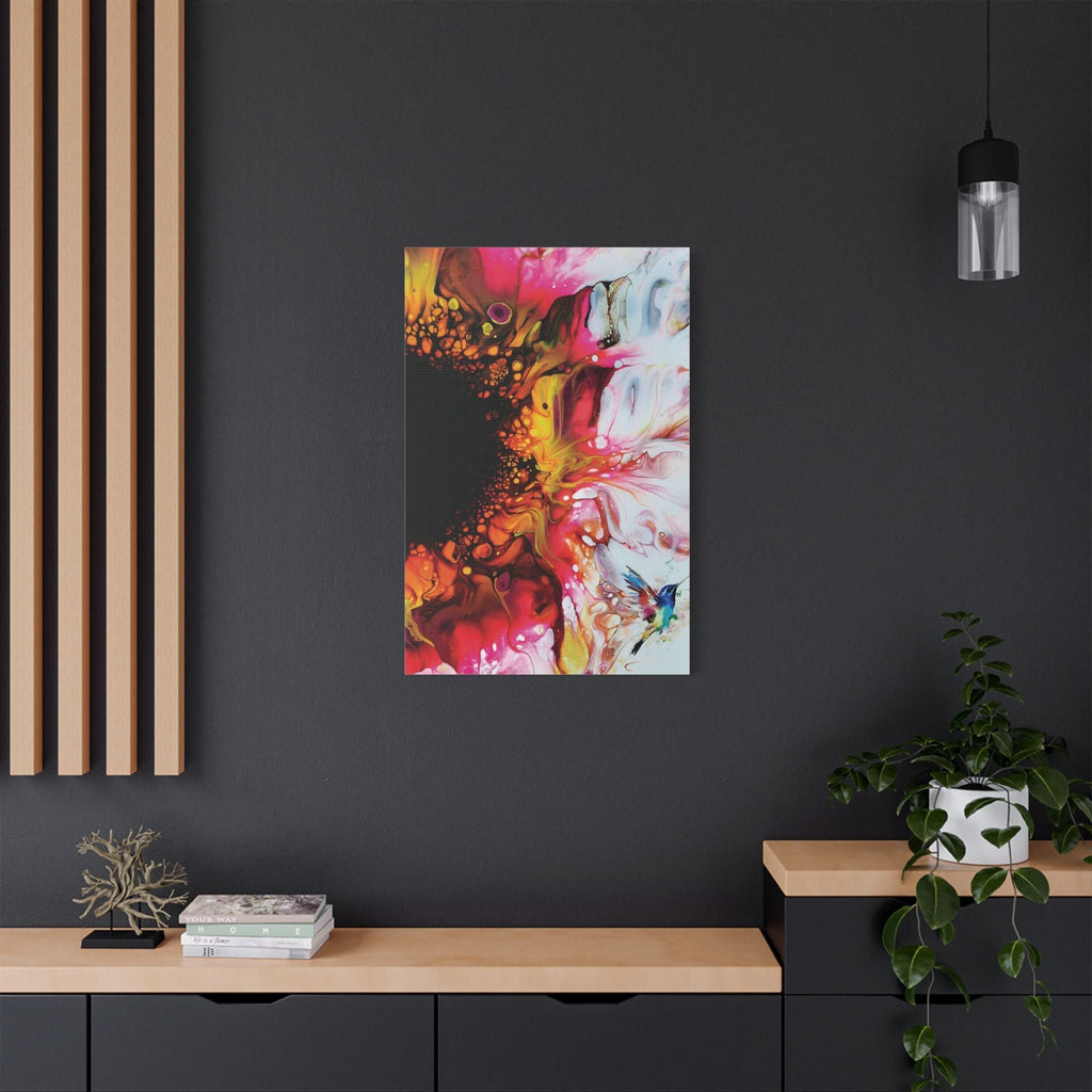 Printify Canvas Pink Hummingbird Satin Canvas, Stretched, 1.5"
