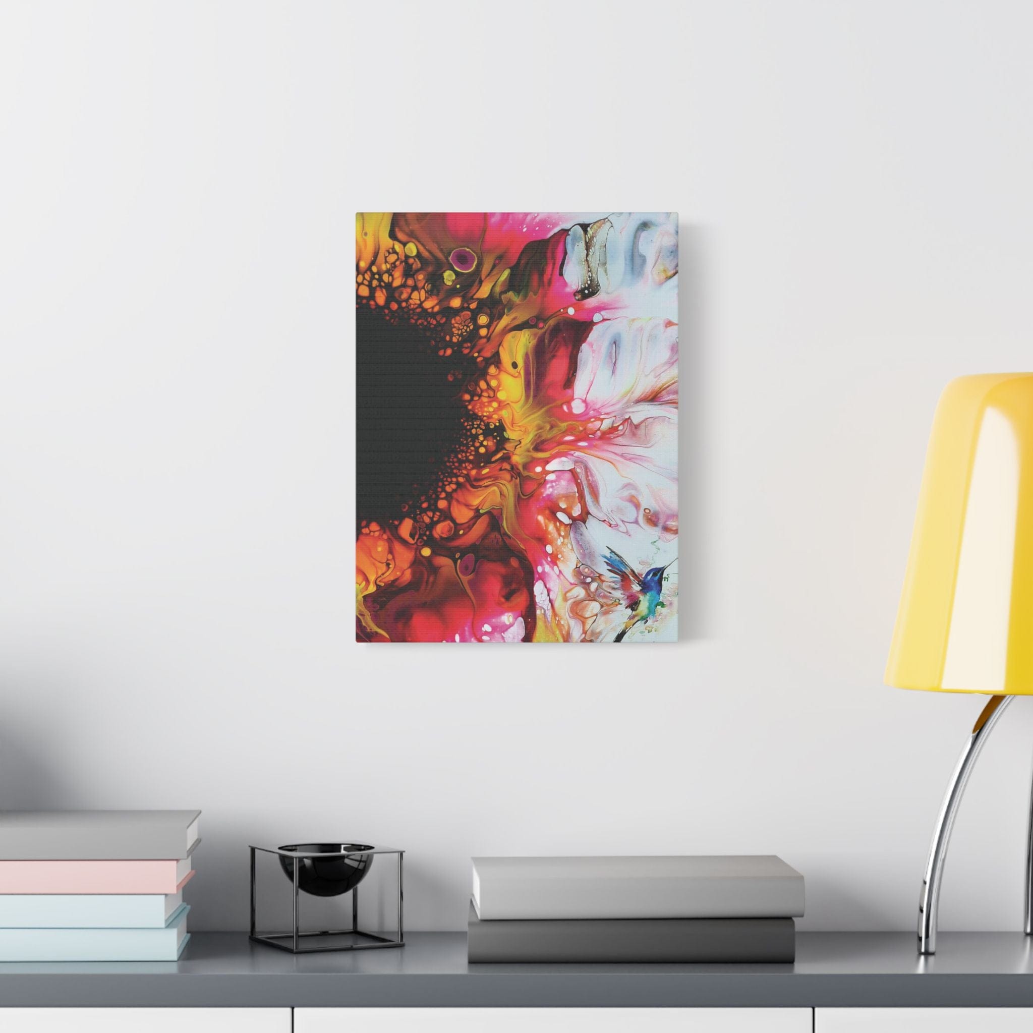 Printify Canvas Pink Hummingbird Satin Canvas, Stretched, 1.5"