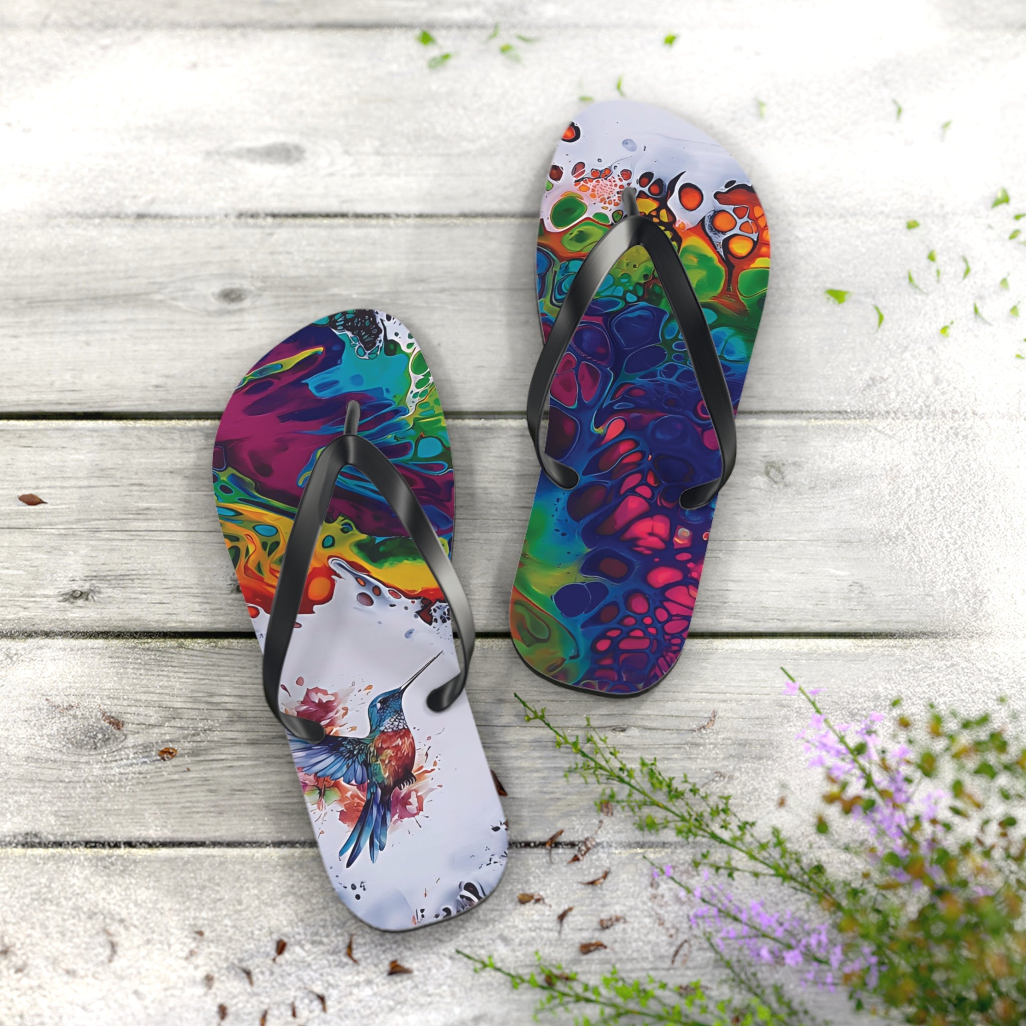 Rainbow Hummingbird Flip Flops