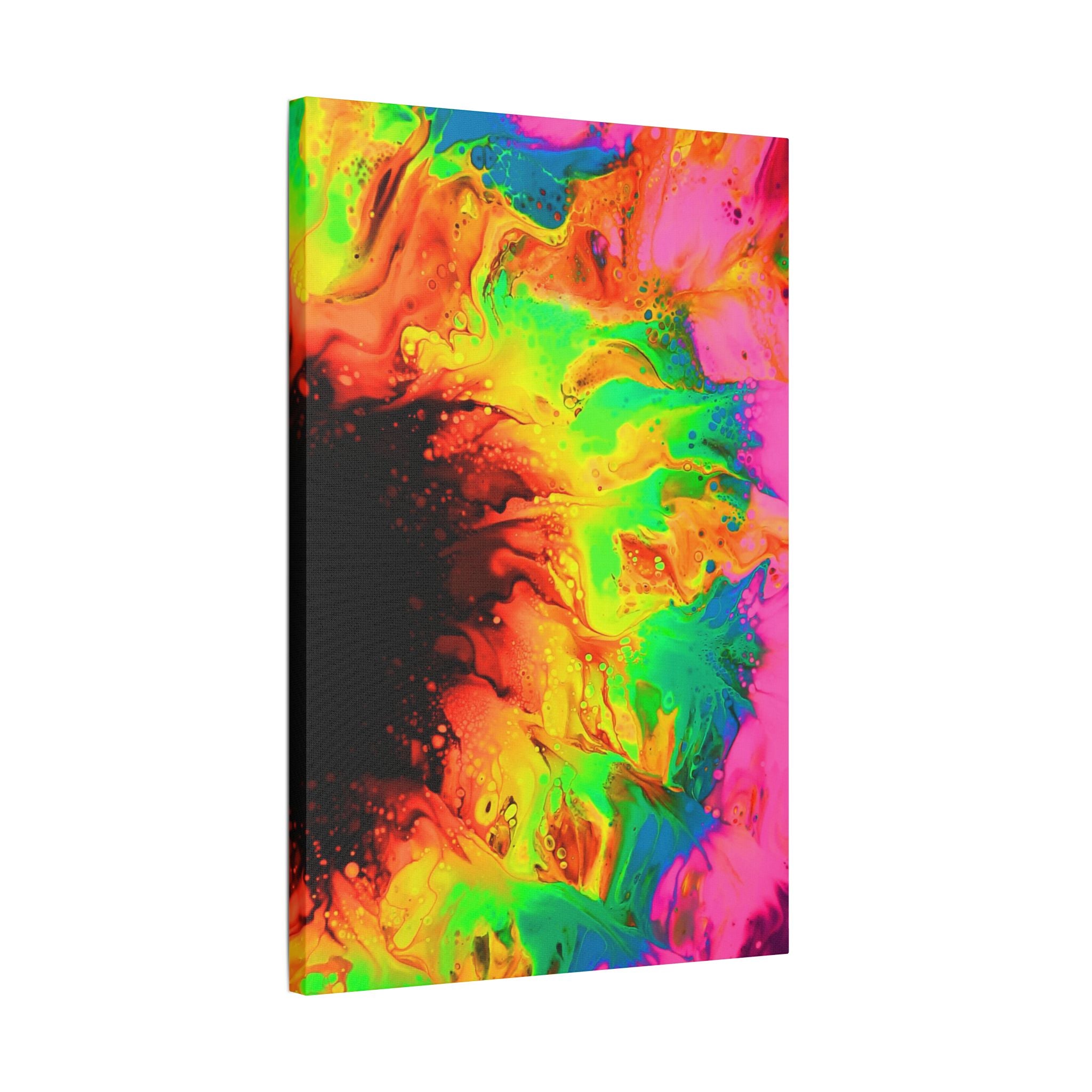 Neon Sunflower Satin Canvas, Stretched