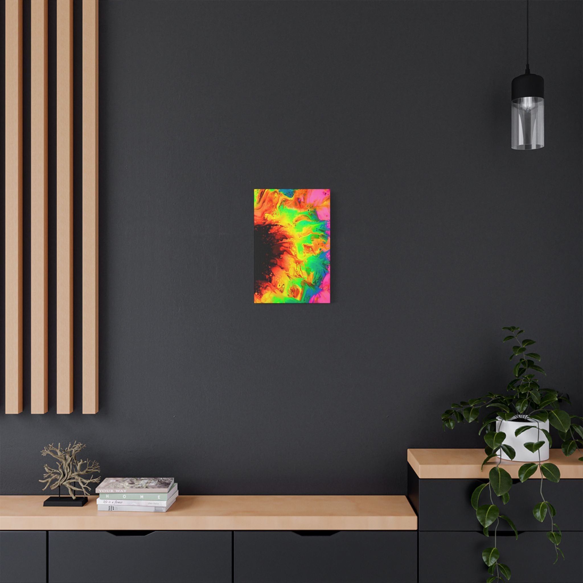 Printify Canvas Neon Sunflower Satin Canvas, Stretched