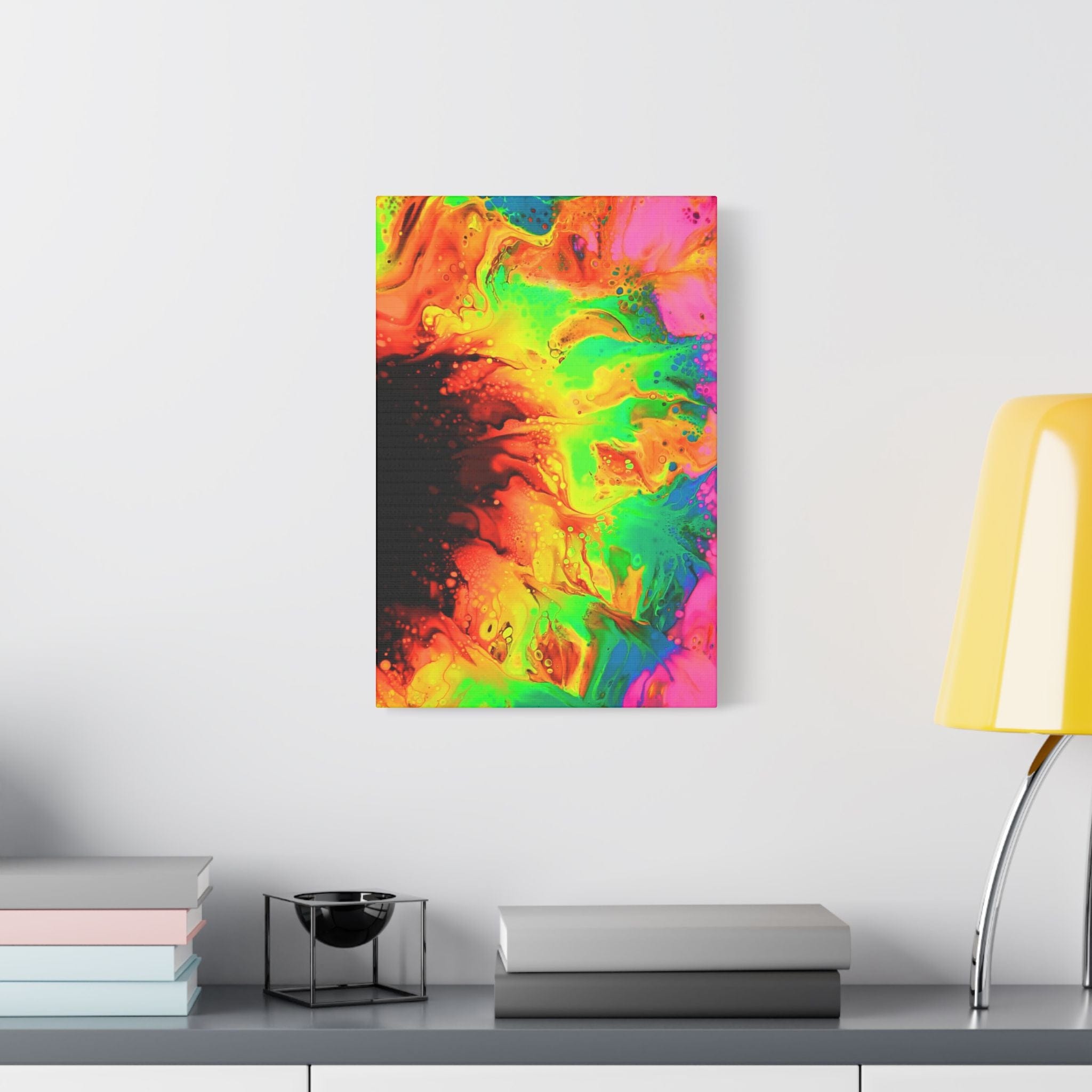 Printify Canvas Neon Sunflower Satin Canvas, Stretched