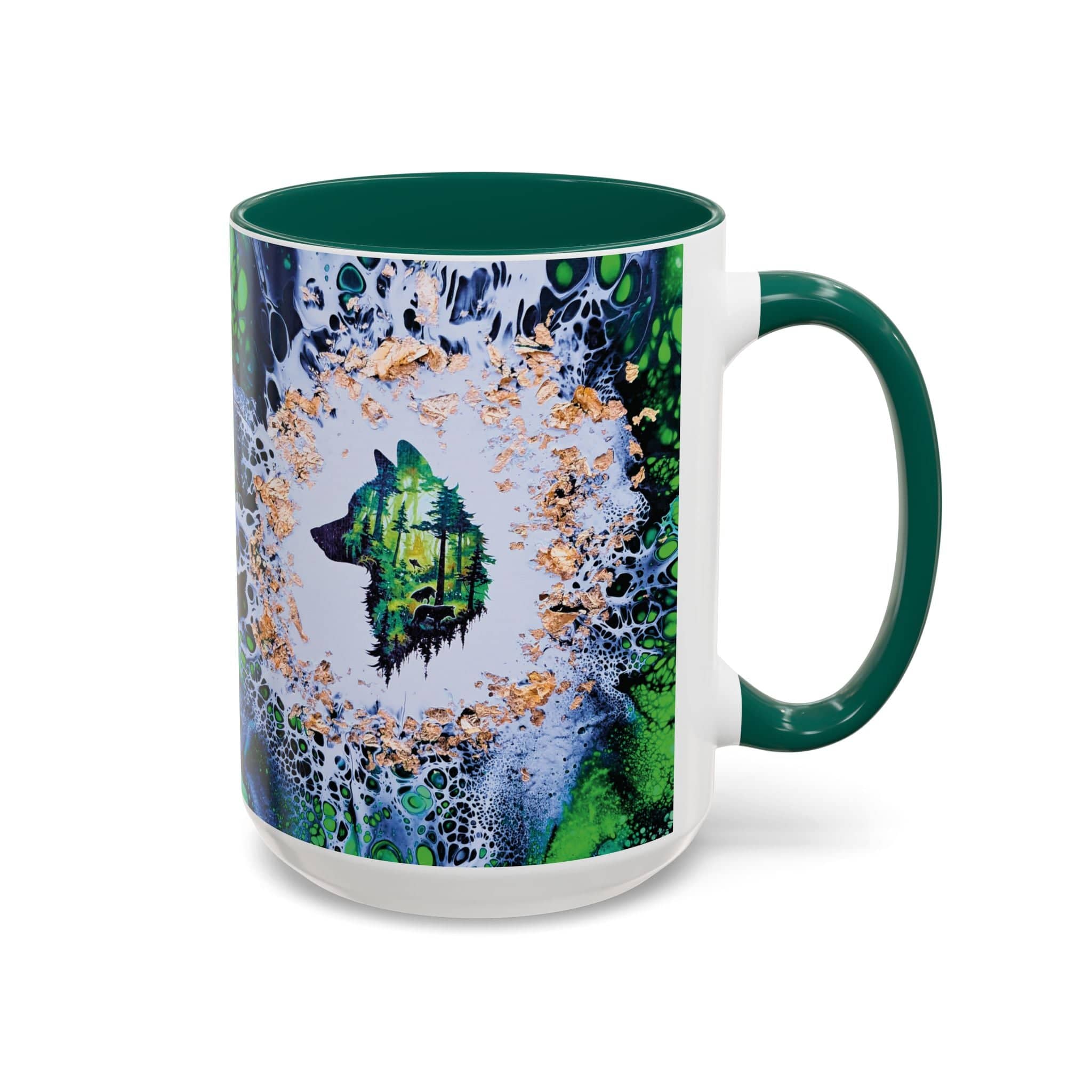 Printify Mug Wolf Woods Colorful Mug, Green (11oz, 15oz)