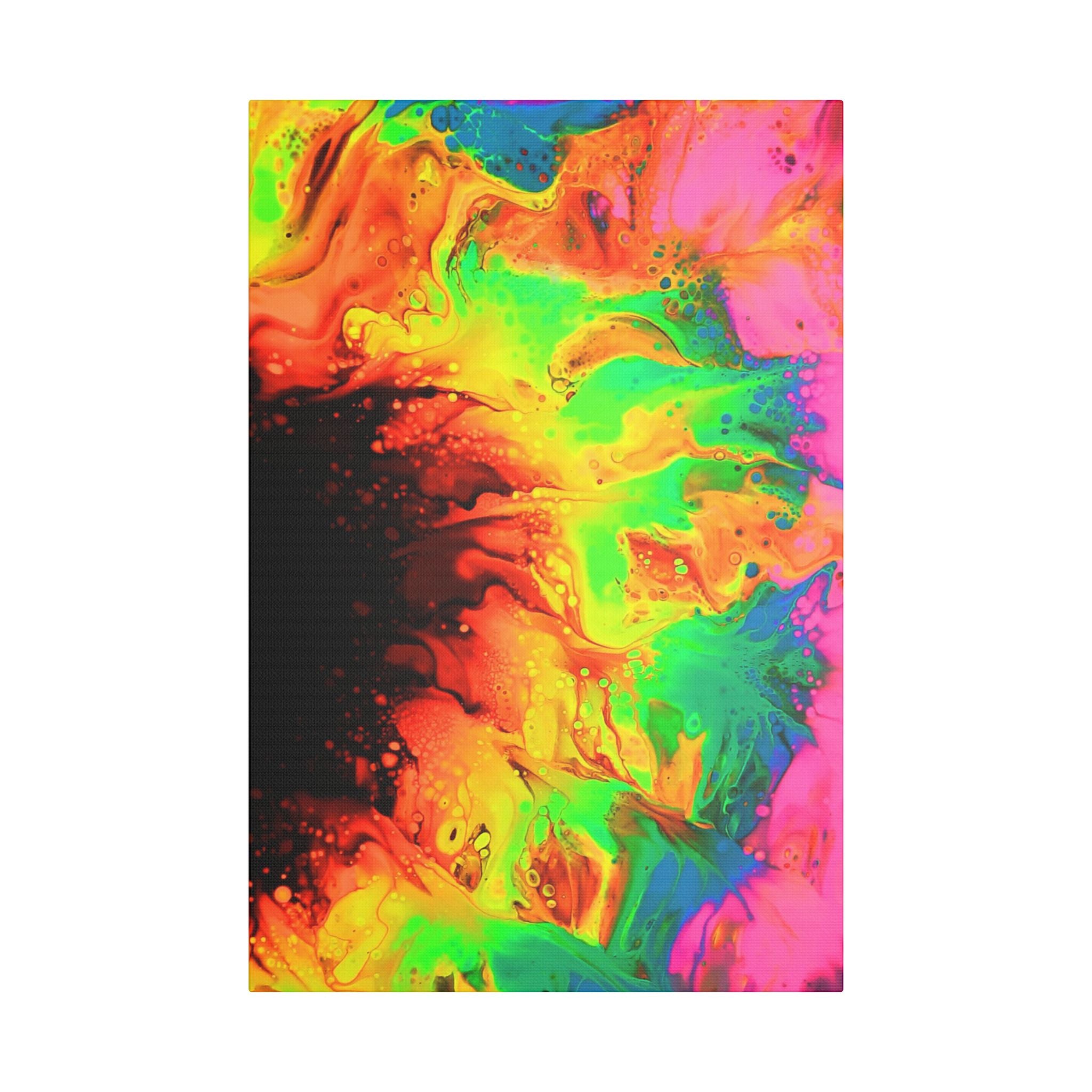 Neon Sunflower Satin Canvas, Stretched