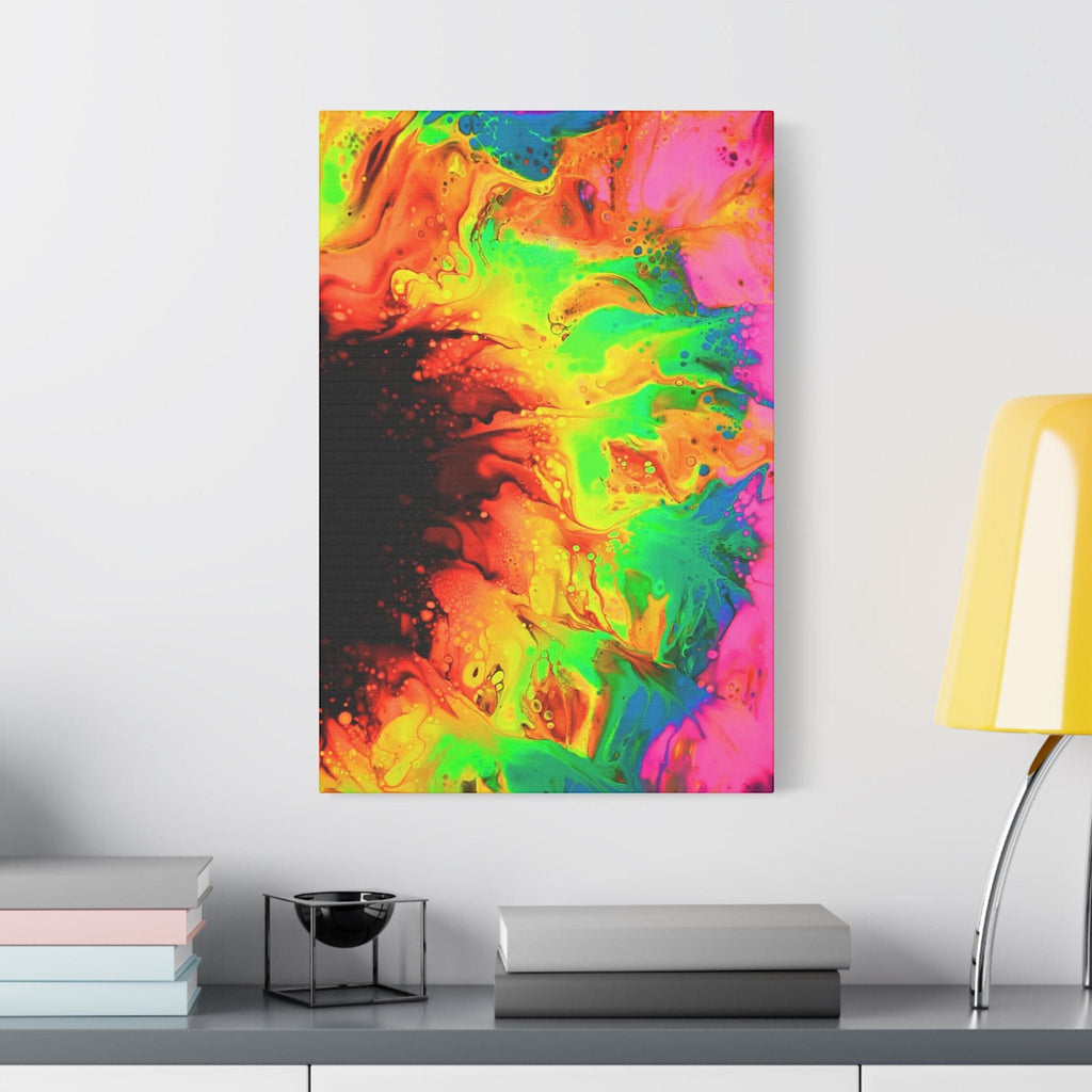 Printify Canvas Neon Sunflower Satin Canvas, Stretched