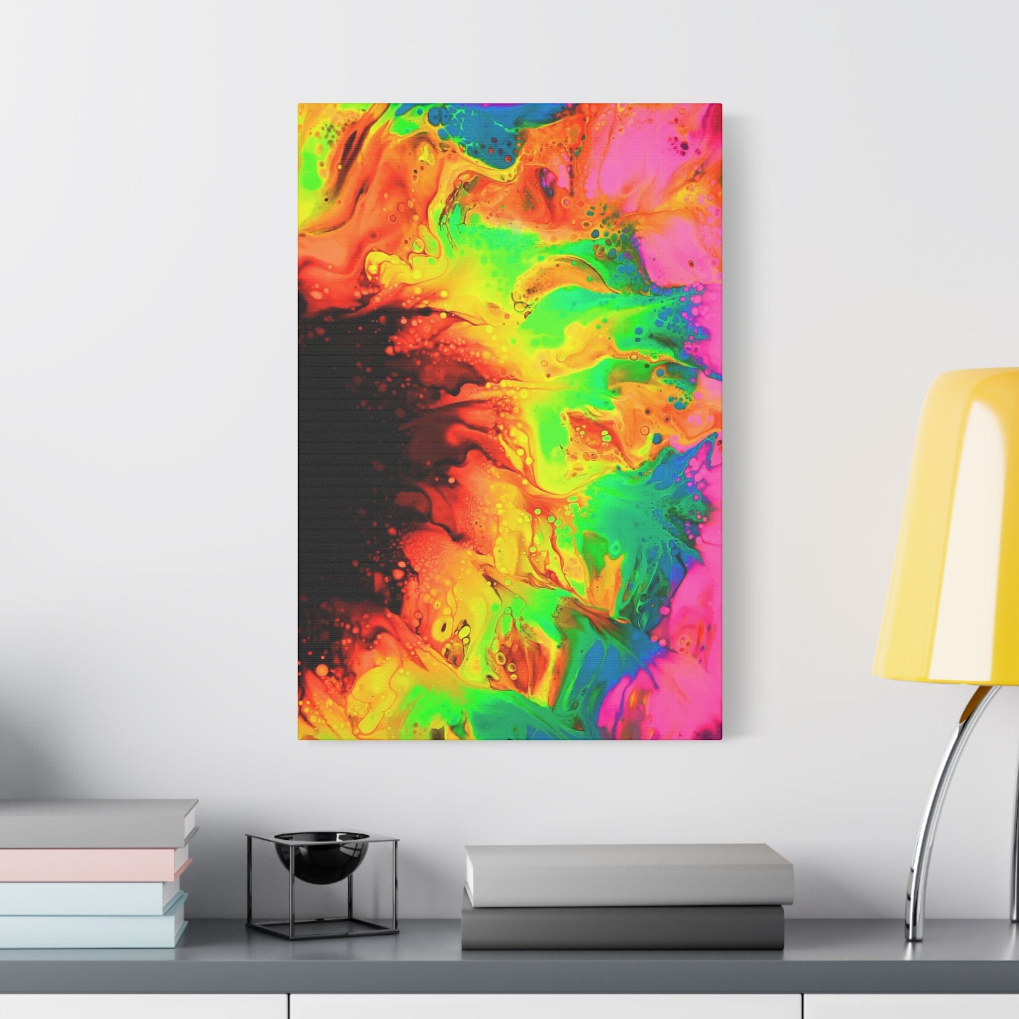 Printify Canvas Neon Sunflower Satin Canvas, Stretched