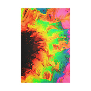 Neon Sunflower Satin Canvas, Stretched