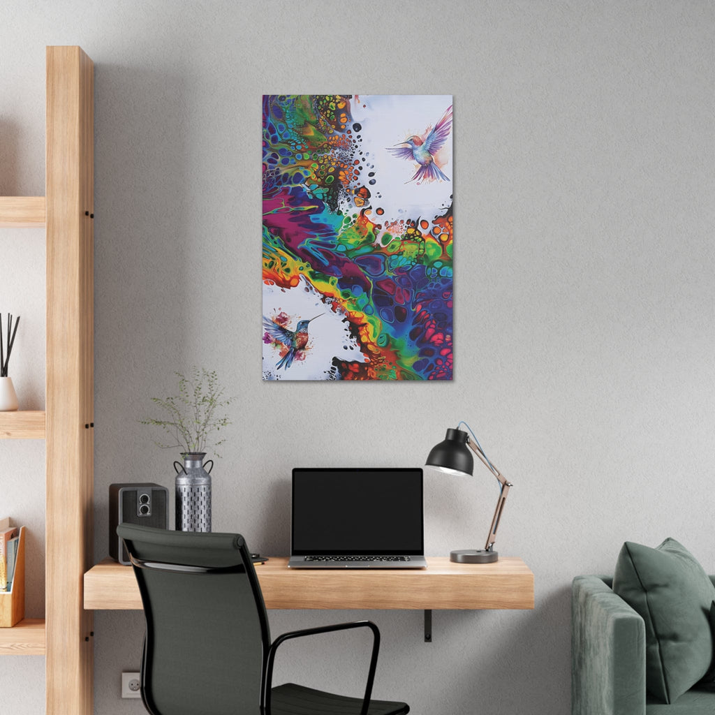 Printify Canvas Rainbow Hummingbirds, Satin Canvas, Stretched, 1.5"