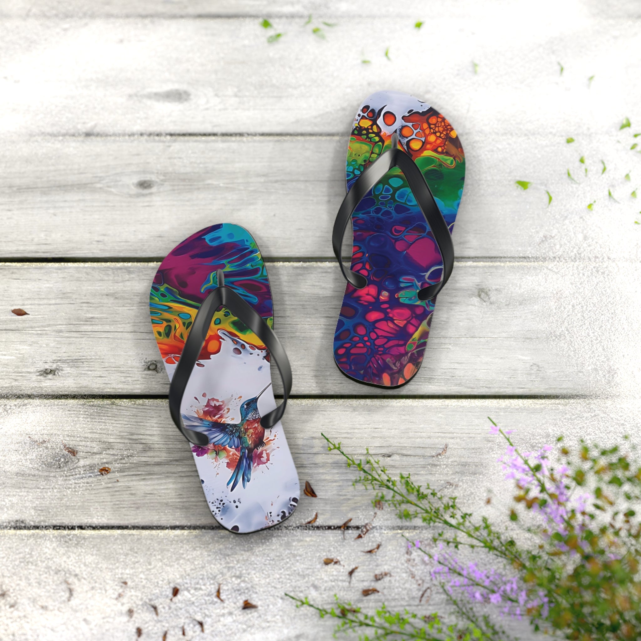 Rainbow Hummingbird Flip Flops