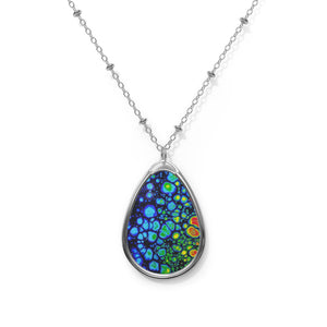 Rainbow Drip Oval Necklace