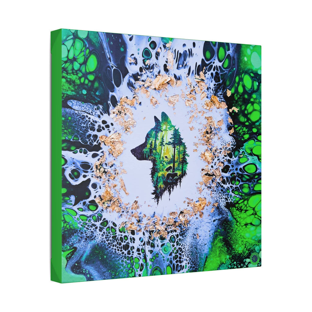 Printify Canvas Wolf Woods, Green, Satin Canvas, Stretched, 1.5"