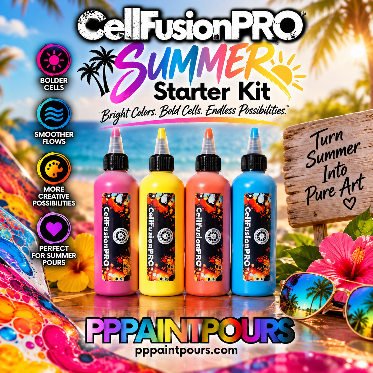 pppaintpours Paints CellfusionPRO 4OZ Summer Starter Kit