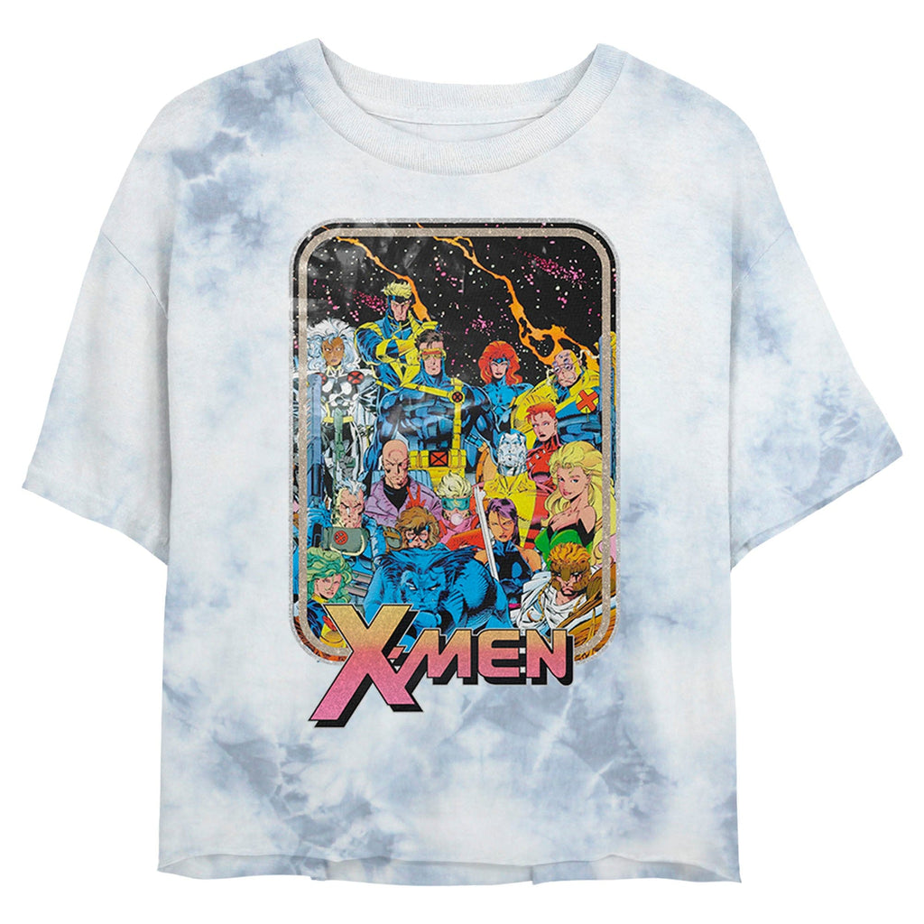 Marvel Bombard Tie-Dye T-Shirt WHITEBLUE / S Junior's Marvel XMEN 70'S IRON ON Bombard Tie-Dye T-Shirt