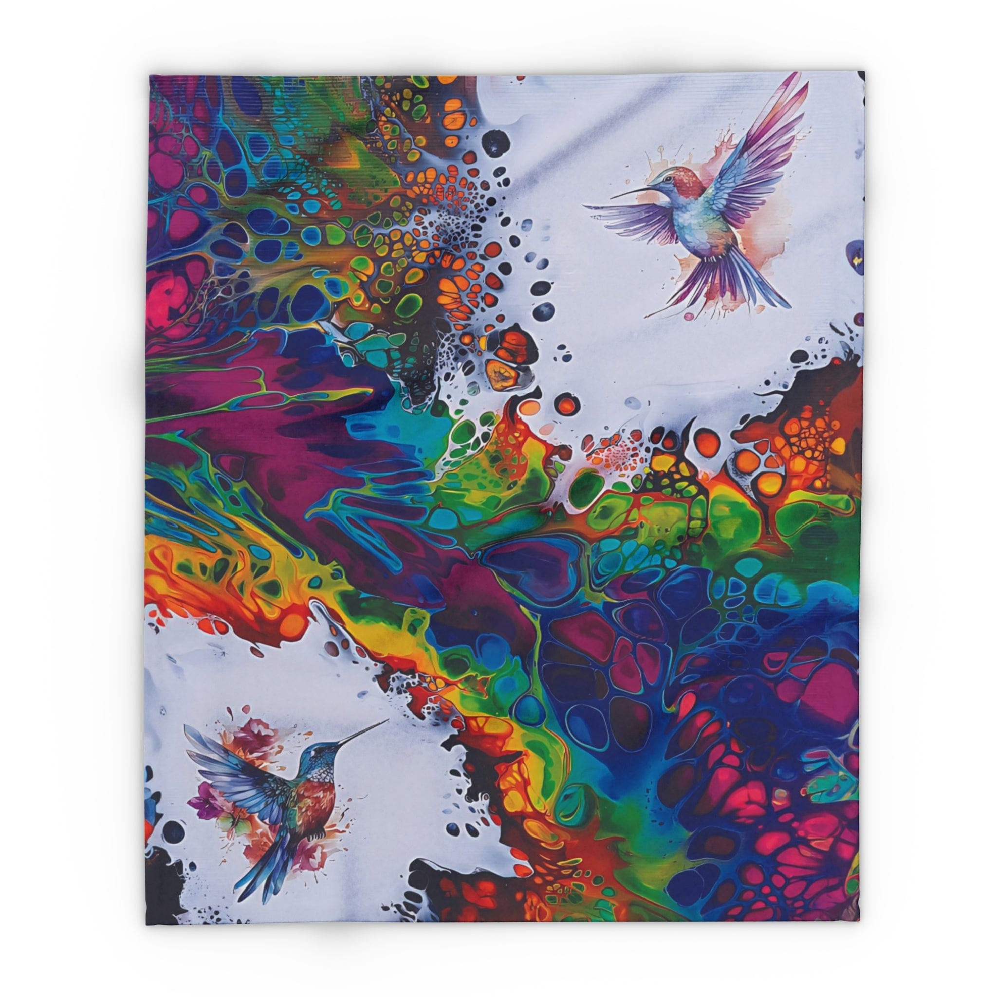 Printify Home Decor Rainbow Hummingbirds Arctic Fleece Blanket