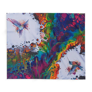 Printify Home Decor Rainbow Hummingbirds Arctic Fleece Blanket