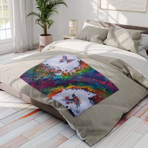 Printify Home Decor Rainbow Hummingbirds Arctic Fleece Blanket