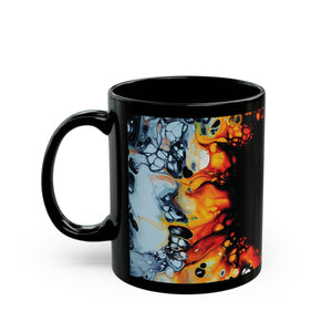 Printify Mug 11oz B&W Sunflower 11oz Black Mug