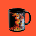 Printify Mug 11oz B&W Sunflower 11oz Black Mug