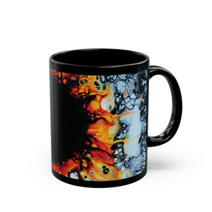 Printify Mug 11oz B&W Sunflower 11oz Black Mug