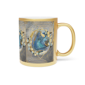 Printify Mug 11oz / Gold Golden Leaf Metallic Ceramic Coffee Mug 11oz