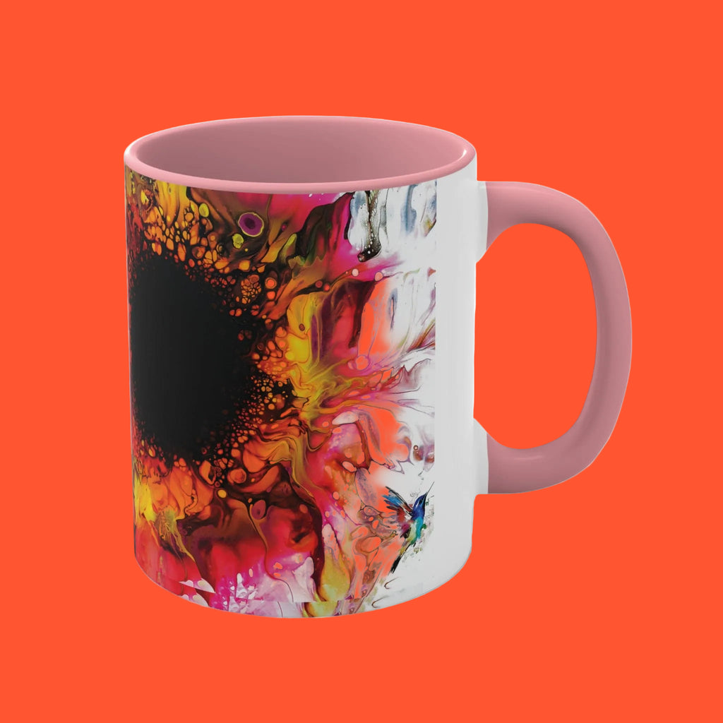 Printify Mug Pink / 11oz Two Birds Pink Accent Coffee Mug, 11oz