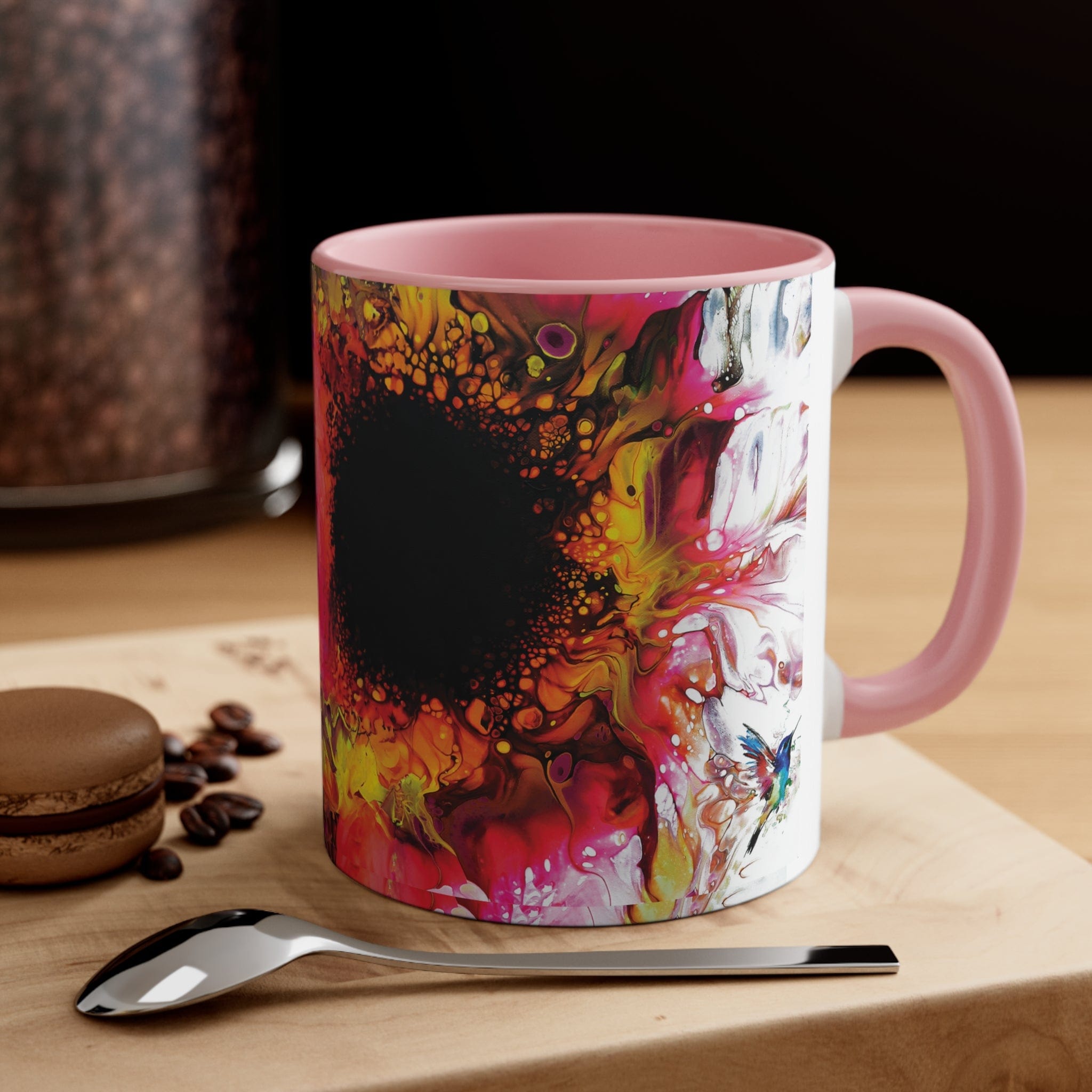 Printify Mug Pink / 11oz Two Birds Pink Accent Coffee Mug, 11oz