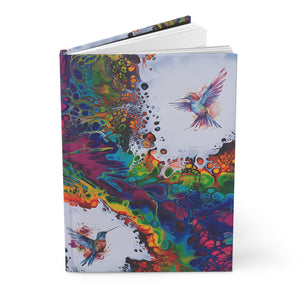 Printify Paper products Journal Rainbow Hummingbirds Hardcover Journal, Matte, 150 Pages, 5.75"x8"