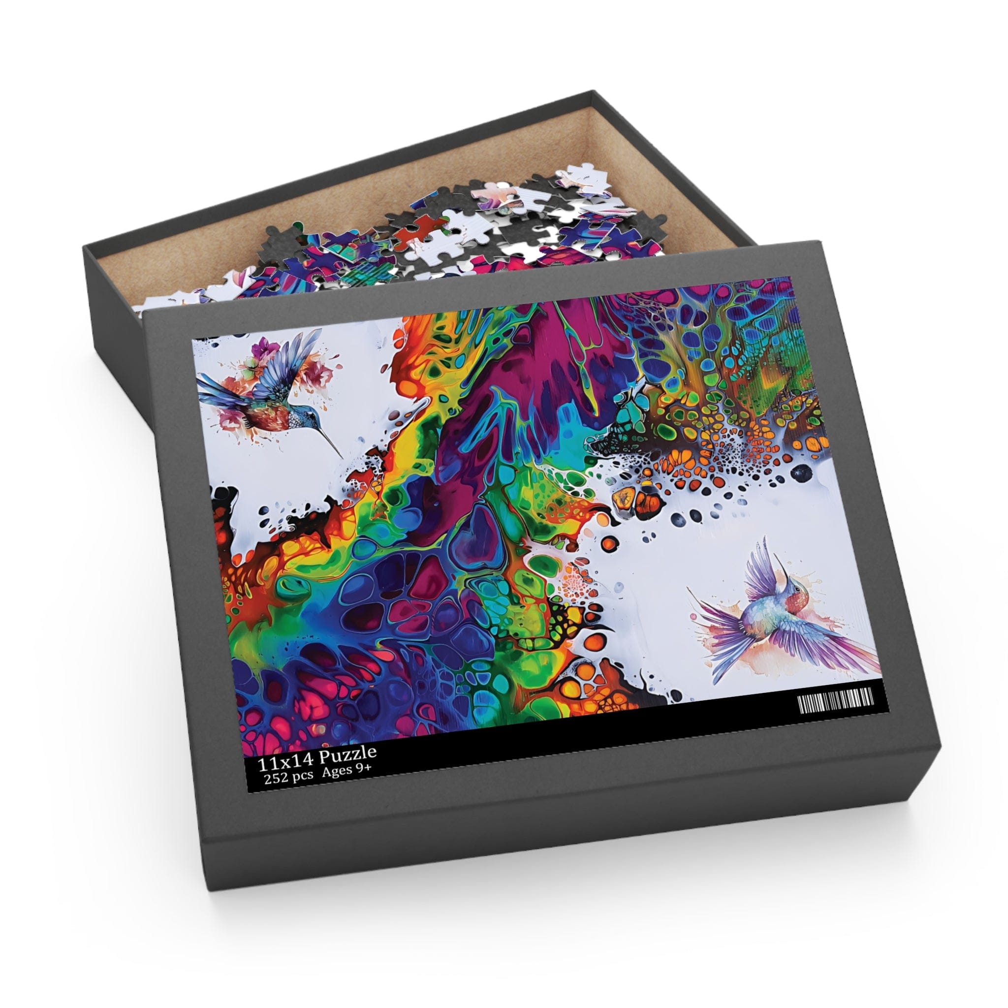 Printify Puzzle 14" × 11" (252 pcs) Rainbow Hummingbirds Puzzle (120, 252, 500-Piece)